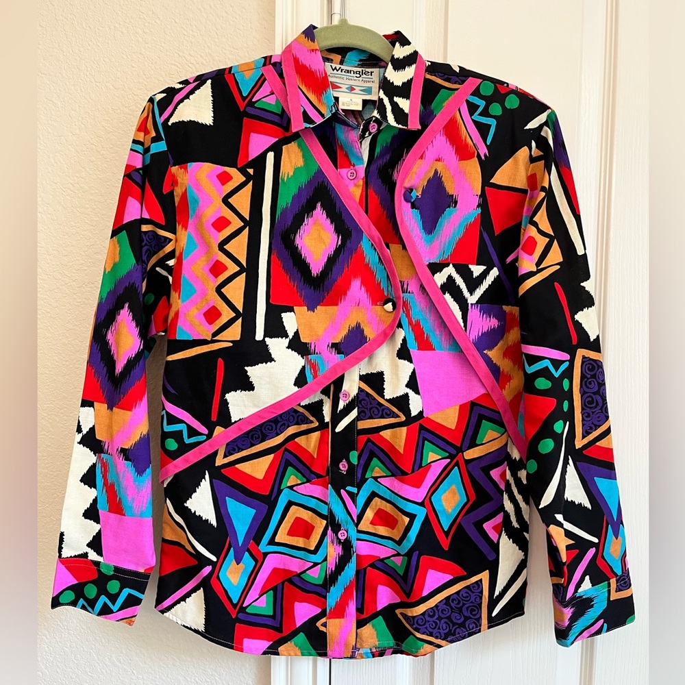 Vintage Woman’s Wrangler Multicolor Button Down Shirt size small - Picture 1 of 6